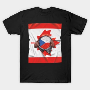 Czech Republic Flag Canadian Flag Ripped - Gift for Czech From Czech Republic T-Shirt